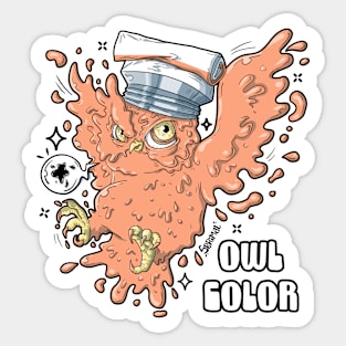 Owl oil color pun Sticker